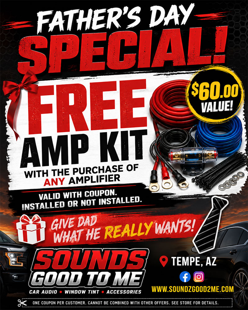 Father's Day Sale at Sounds Good To ME: 🎁 FREE Amp Kit ($60 Value) with the purchase of any amplifier.