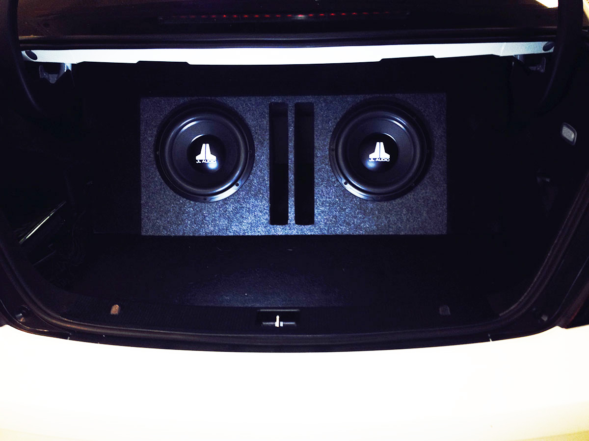 Finished JL Audio subwoofer system installed in Mercedes C300 trunk at Sounds Good To Me Finished JL Audio subwoofer system installed in Mercedes C300 trunk at Sounds Good To Me