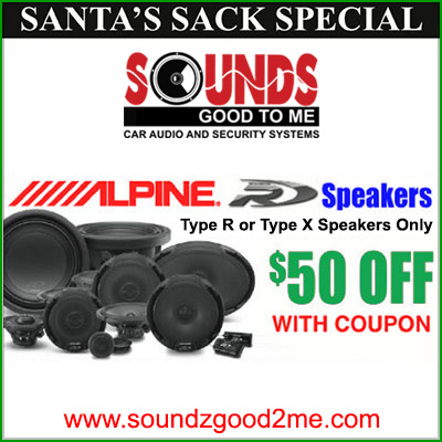 Alpine Speakers Coupon: save $50.00 off type R or type X speakers with this coupon at Sounds Good To Me in Tempe, AZ Alpine Speakers Coupon: save $50.00 off type R or type X speakers with this coupon at Sounds Good To Me in Tempe, AZ