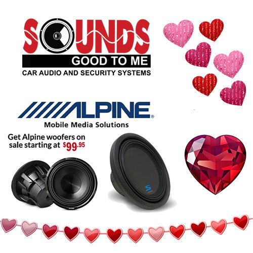 Feel the boom of two hearts beating as one with ALPINE woofers, available now – Feb 14th starting at $99.95. See all our specials during our Valentine’s Day sale at Sounds Good To Me in Tempe, AZ: Feel the boom of two hearts beating as one with ALPINE woofers, available now – Feb 14th starting at $99.95. See all our specials during our Valentine’s Day sale at Sounds Good To Me in Tempe, AZ: